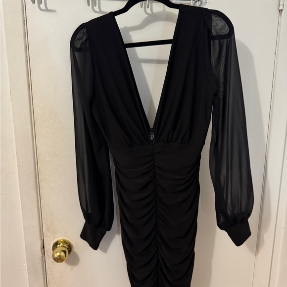 Windsor Elegant Black Sheer Sleeve Dress - Picture 3 of 3